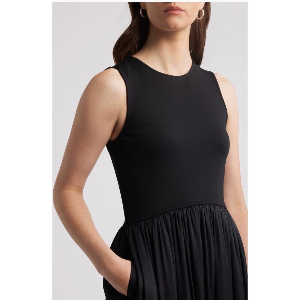 Nordstrom Black Sleeveless Mixed Media Dress - Medium (new) - Picture 3 of 7